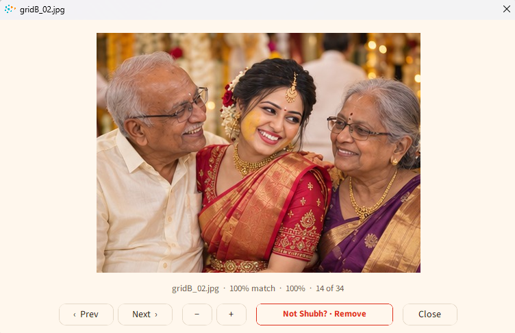Sort results grid with match tiles and the summary card