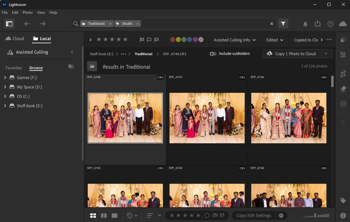 Lightroom's Keyword List showing the Winnow people tree